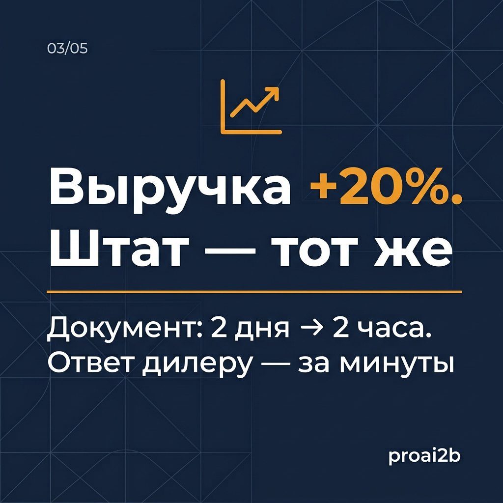 Слайд 3 — Выручка +20%, штат тот же